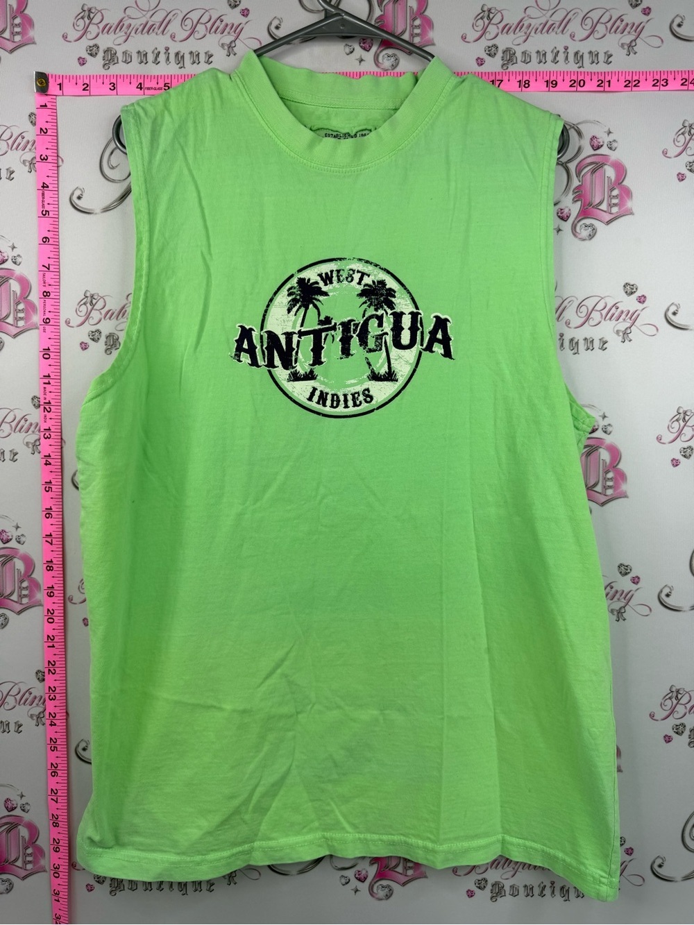 U.s vintage tank top neon green tropical Antigua Graphic Tank in Bright Lime